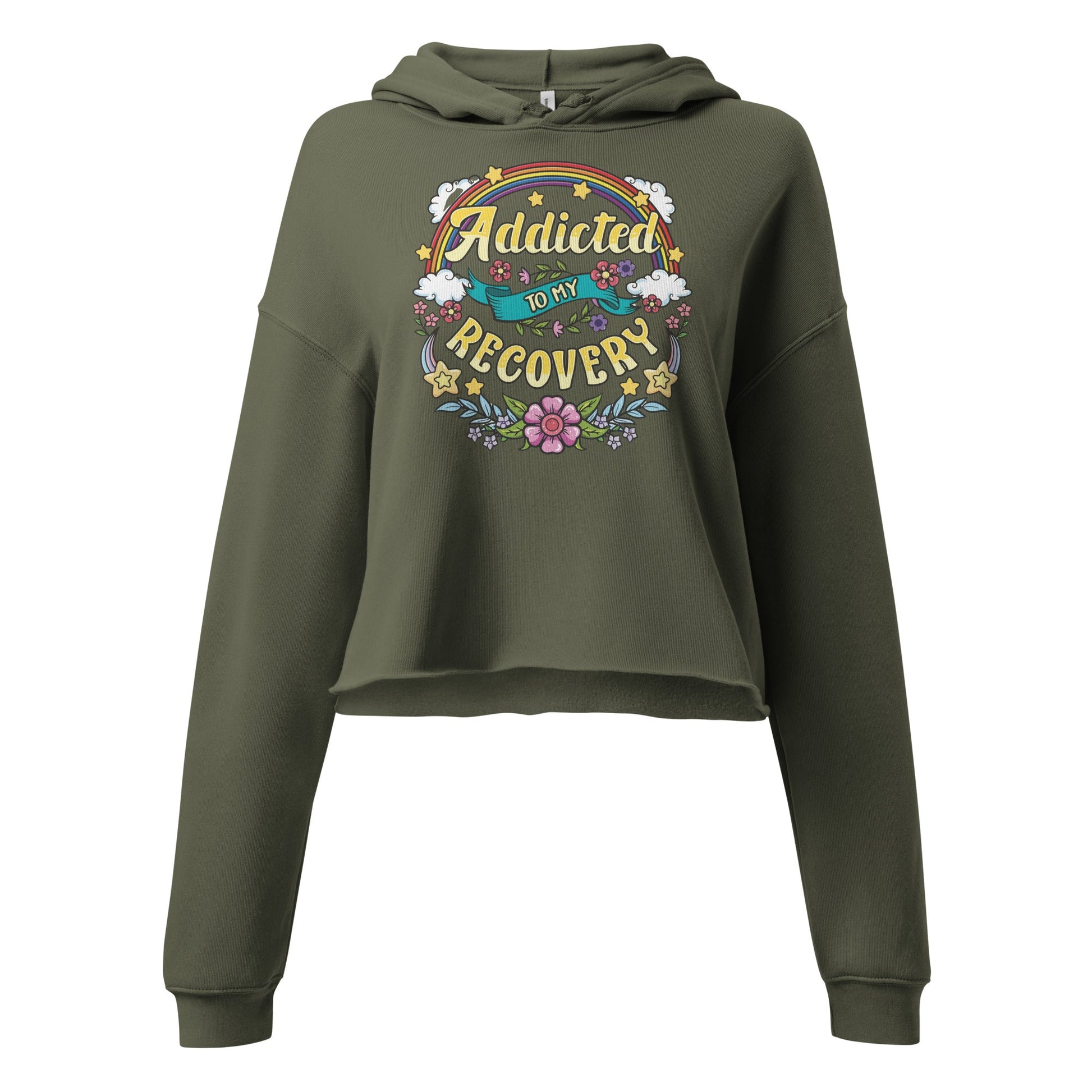 Addicted To My Recovery Crop Hoodie - Soberlands