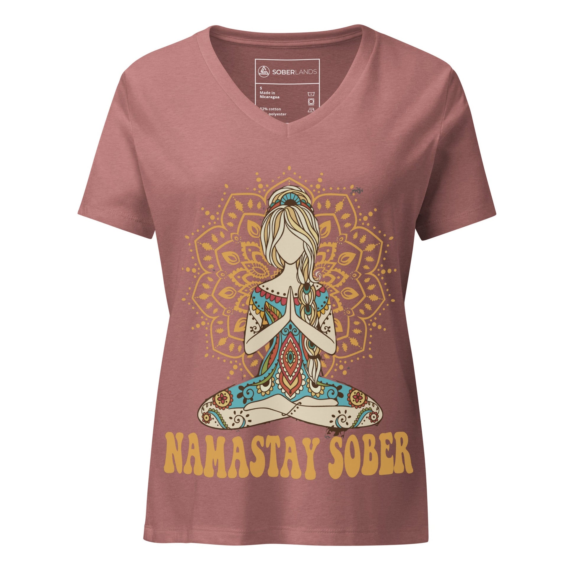 Namastay Sober Women’s V - neck Tee - Soberlands