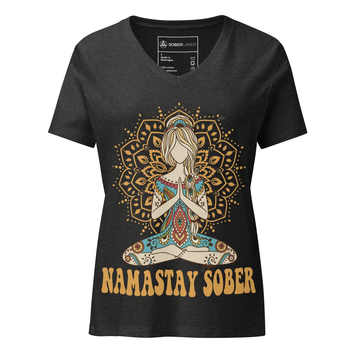 Namastay Sober Women’s V - neck Tee - Soberlands