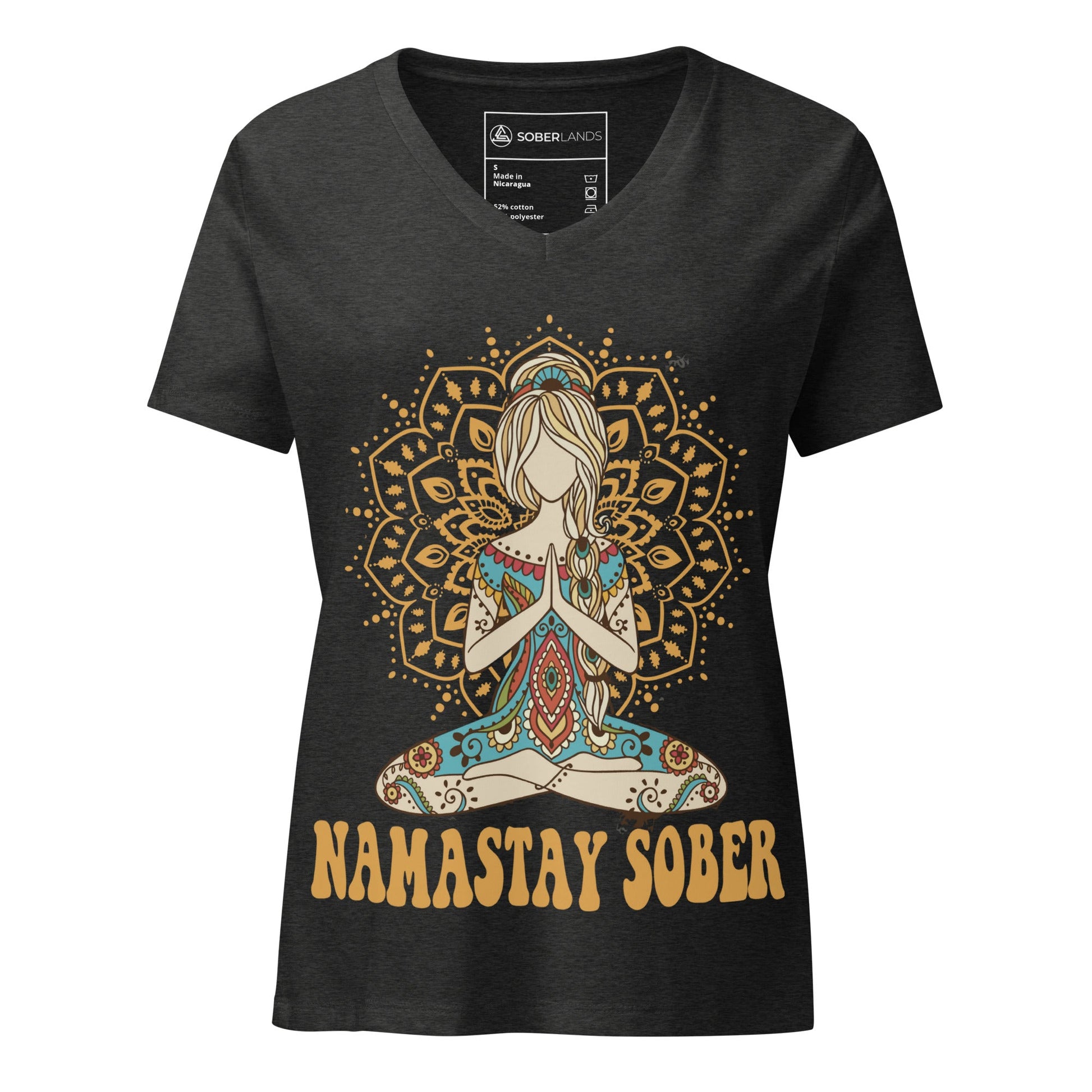 Namastay Sober Women’s V - neck Tee - Soberlands