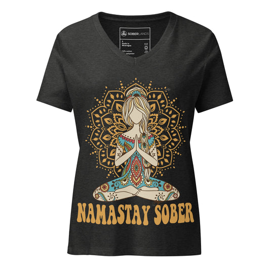 Namastay Sober Women’s V - neck Tee - Soberlands