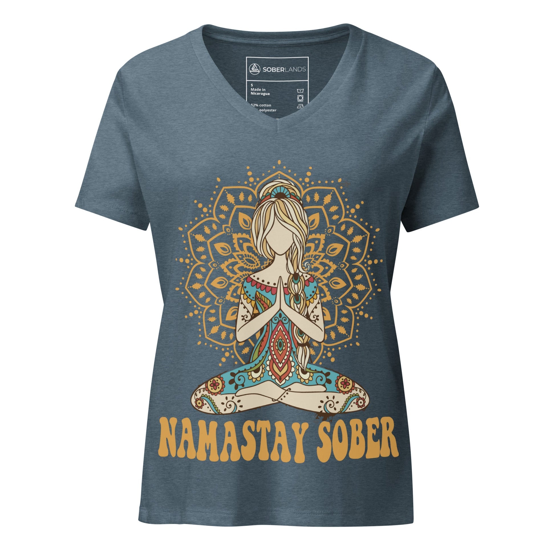 Namastay Sober Women’s V - neck Tee - Soberlands