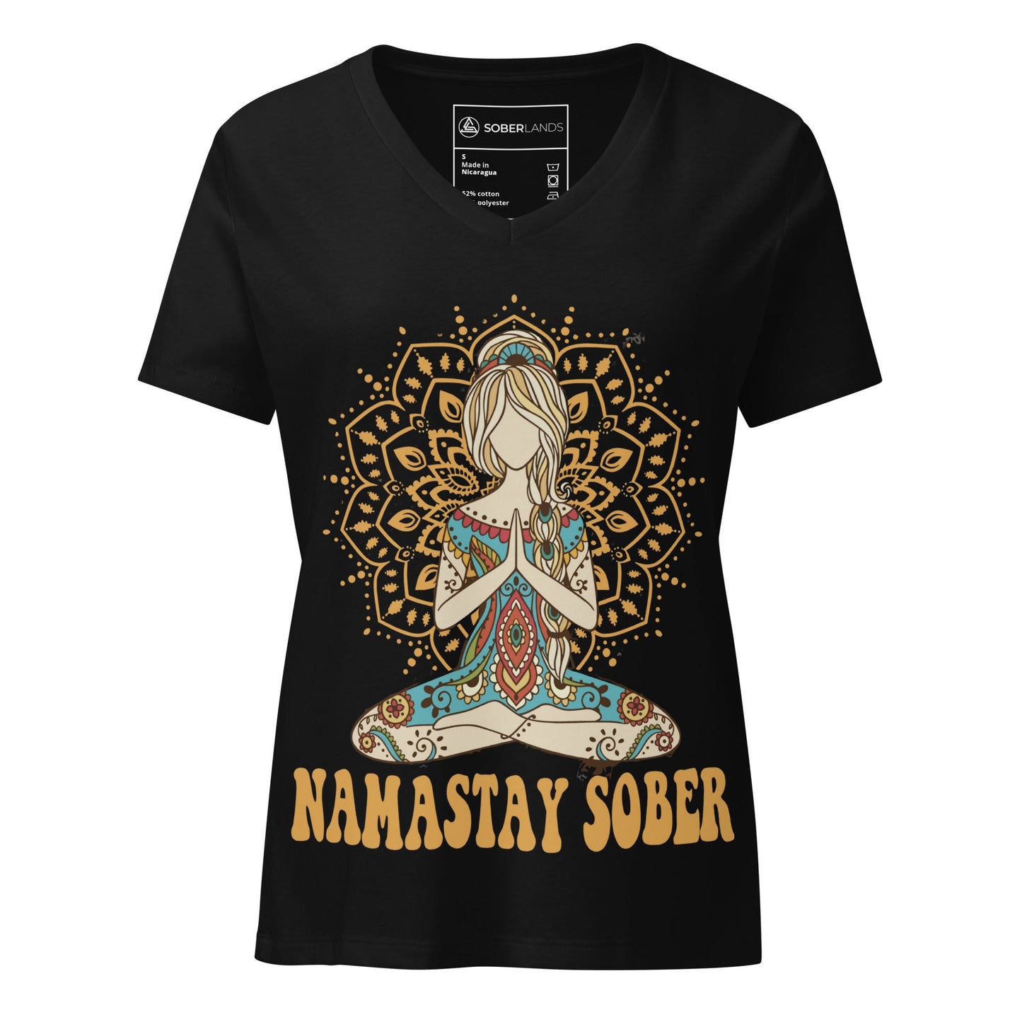 Namastay Sober Women’s V - neck Tee - Soberlands