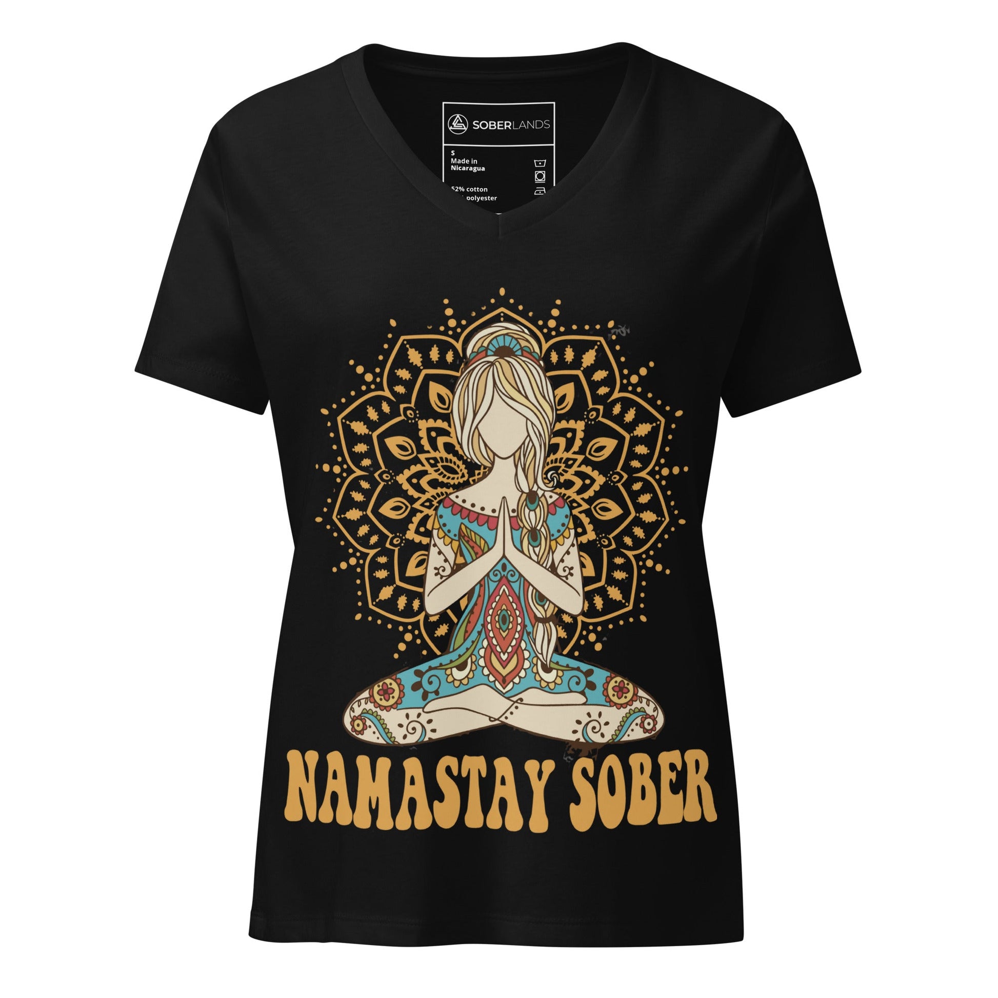 Namastay Sober Women’s V - neck Tee - Soberlands