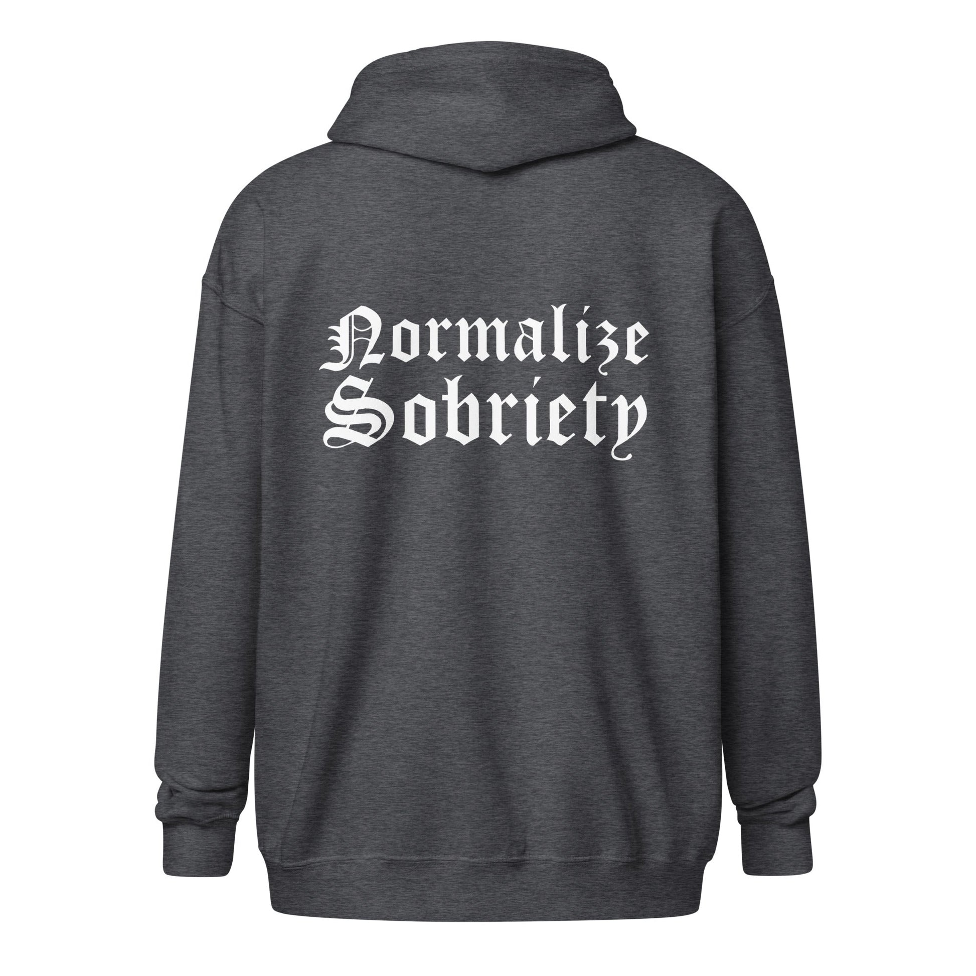 Normalize Sobriety (back print) Zip Hoodie - Soberlands