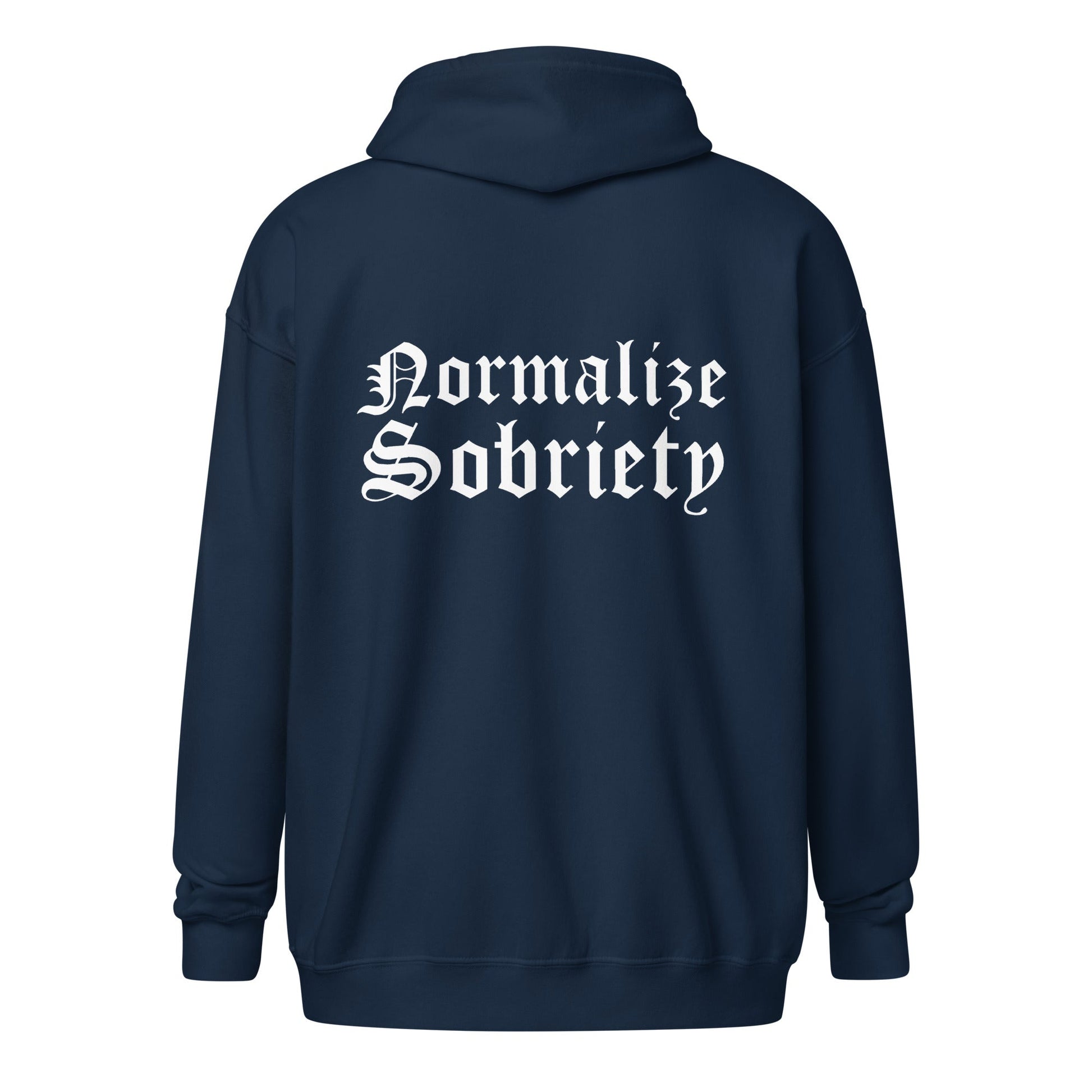 Normalize Sobriety (back print) Zip Hoodie - Soberlands