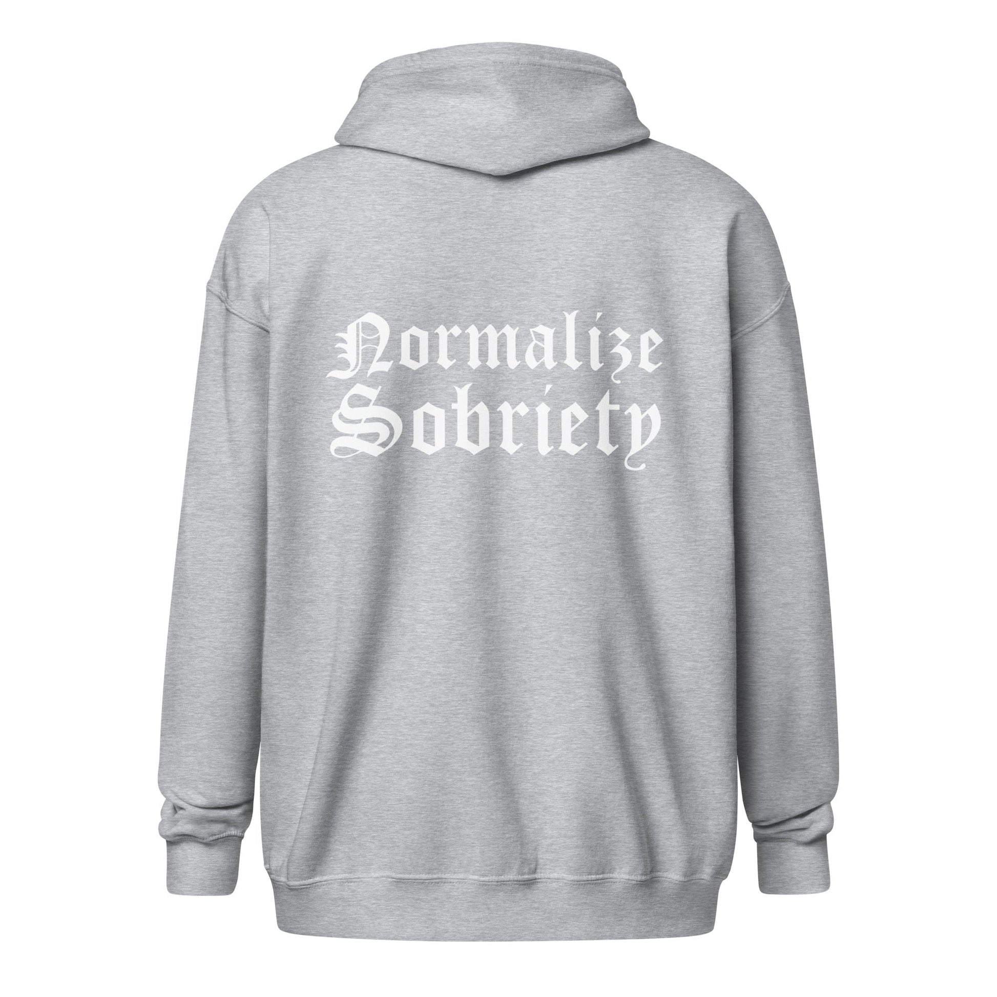 Normalize Sobriety (back print) Zip Hoodie - Soberlands