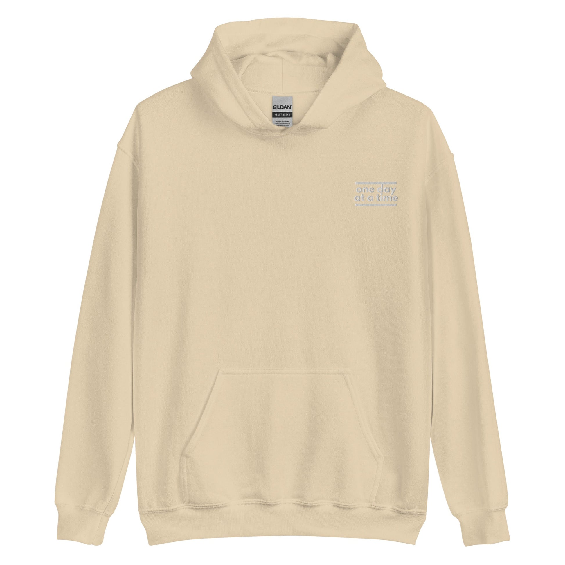 One Day At A Time Embroidered Hoodie - Soberlands