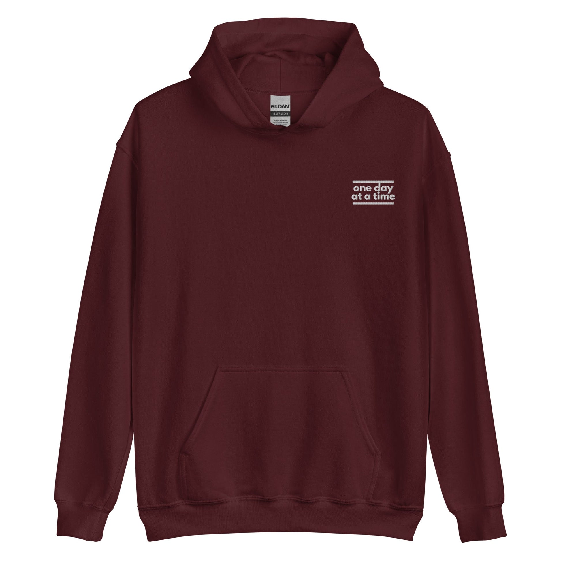 One Day At A Time Embroidered Hoodie - Soberlands