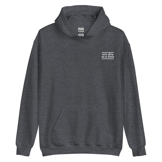 One Day At A Time Embroidered Hoodie - Soberlands