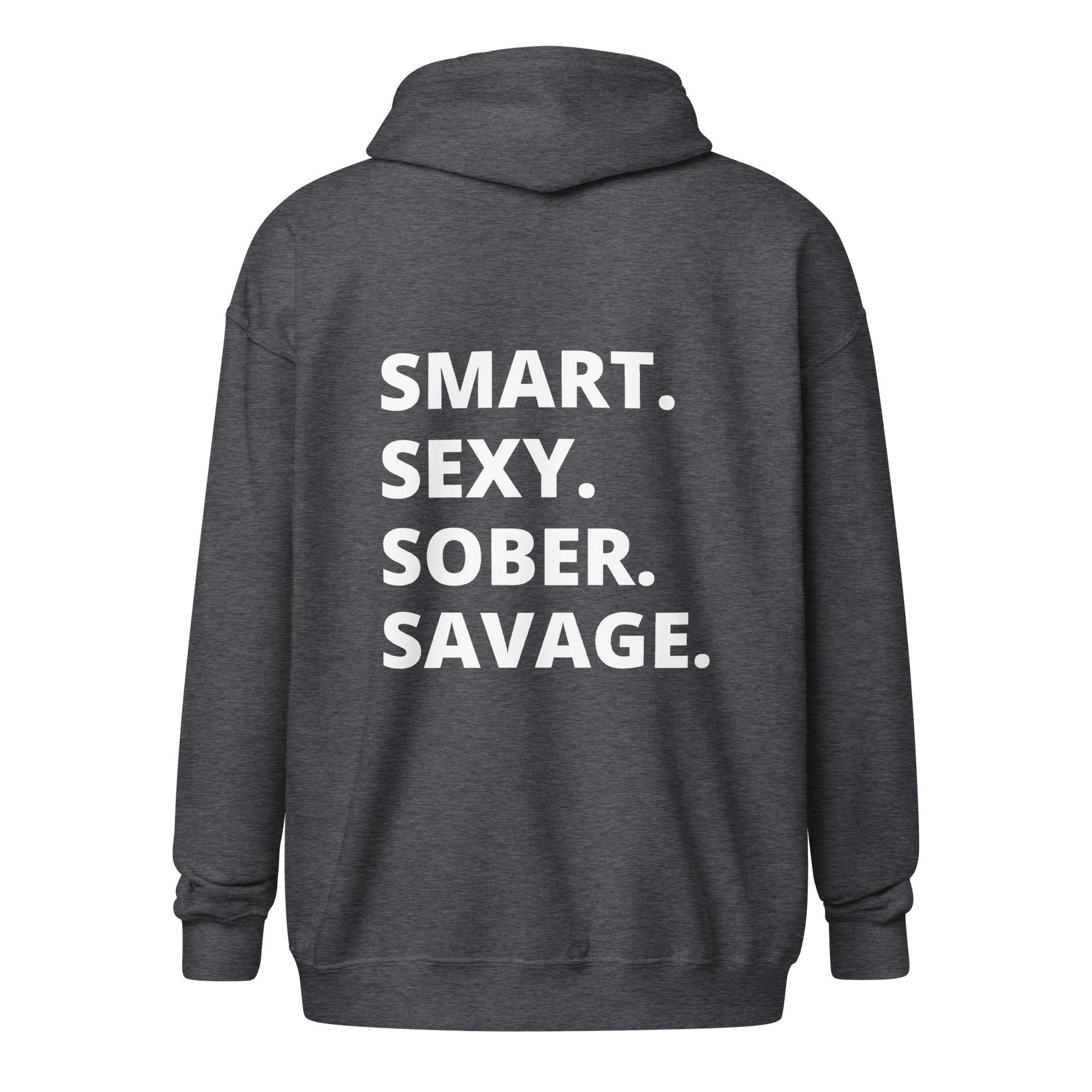 Sober Savage (back print) Zip Hoodie - Soberlands